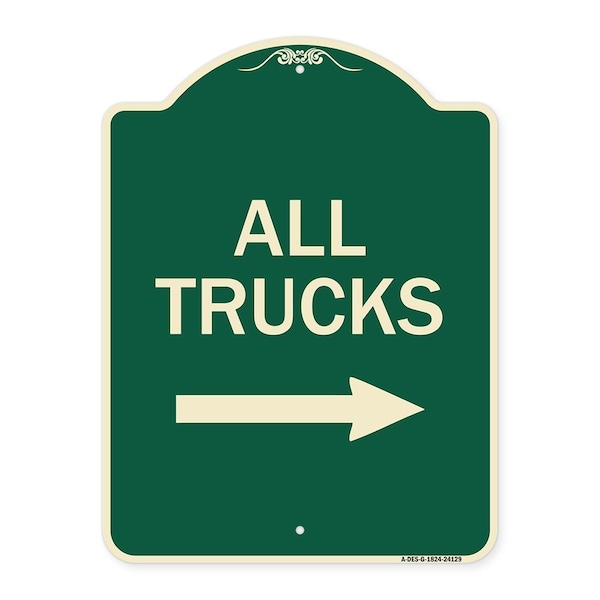 Signmission Driveway All Trucks W/ Right Arrow Heavy-Gauge Aluminum Architectural Sign, 24" x 18", G-1824-24129 A-DES-G-1824-24129 - main